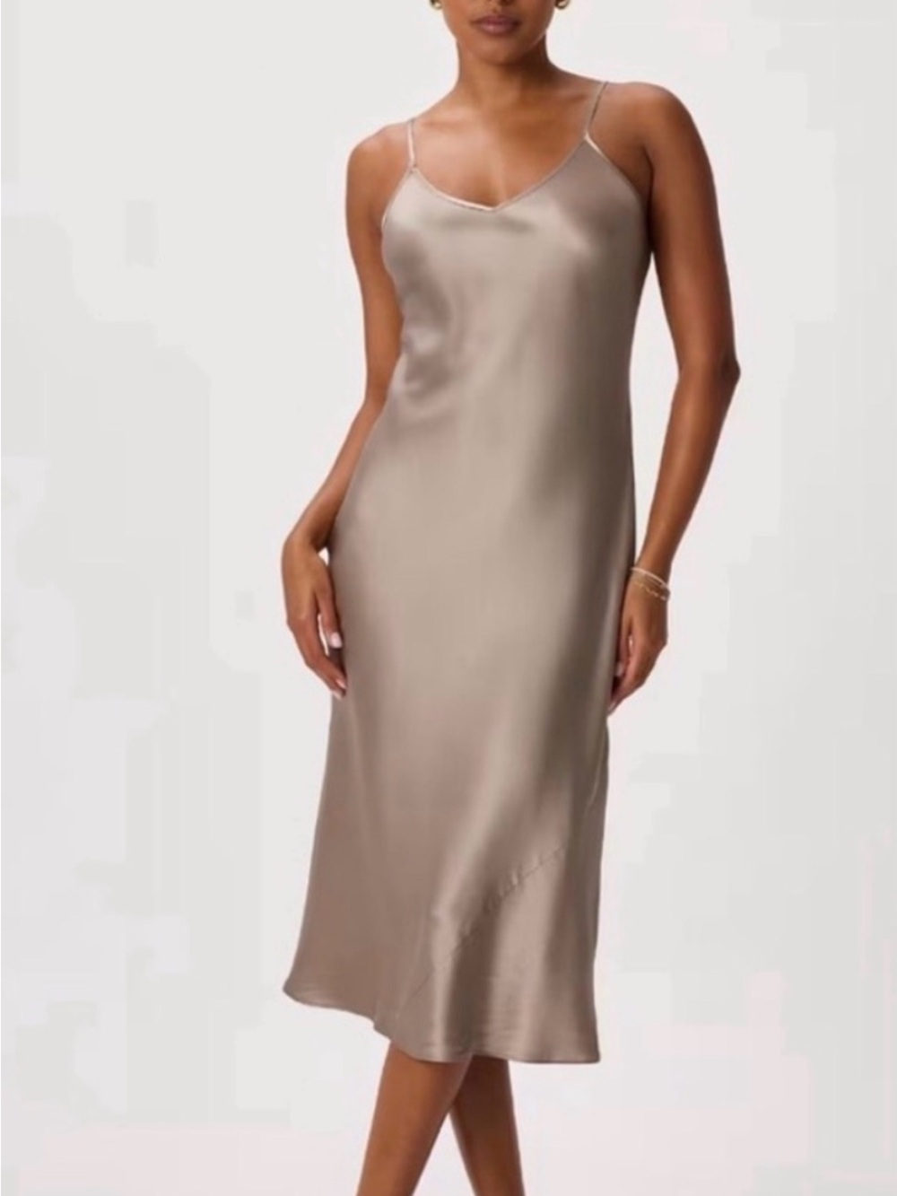 Quince - XS Satin Dress - Taupe